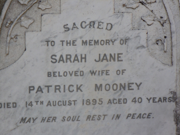 Headstone Sarah Jane Mooney